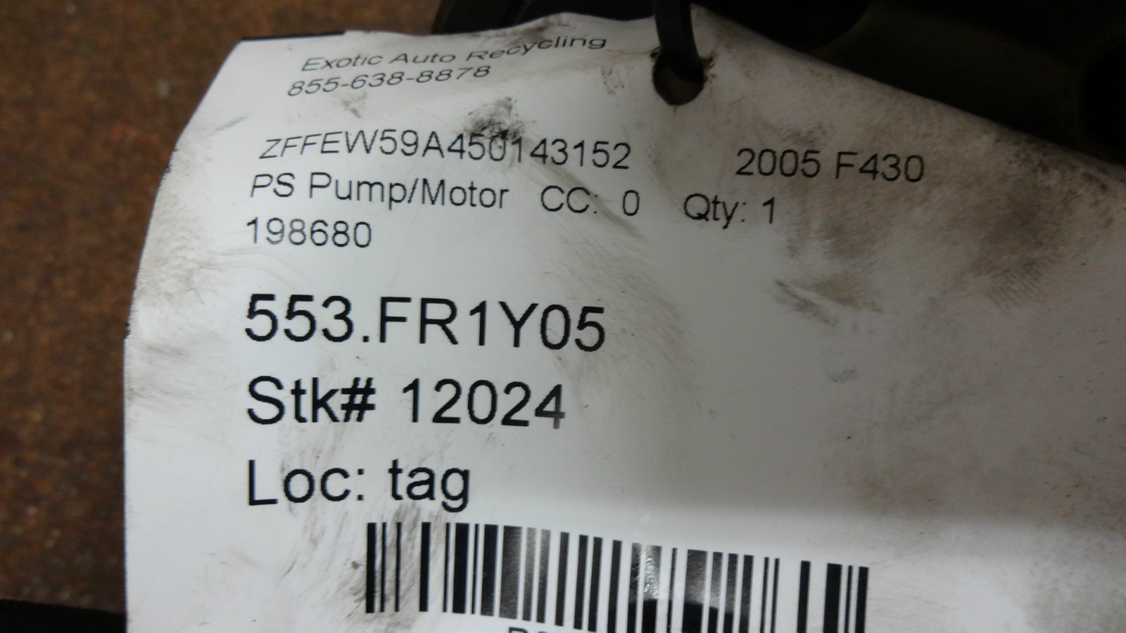 Ferrari F430, Power Steering Pump, Used, P/N 198680