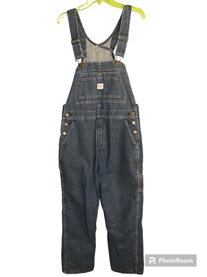 Key Bib Overalls Womens 16  Blue Denim Medium Wash 100% Cotton NEW