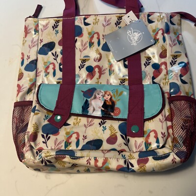Disney Anna and Elsa Backpack from Frozen 2; Floral Disney Frozen Book Bag: Anna & Elsa Purple & Blue Flowers  main image 4