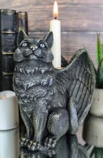 Ebros Gothic Angel Winged Cat Gargoyle Candle Holder Statue