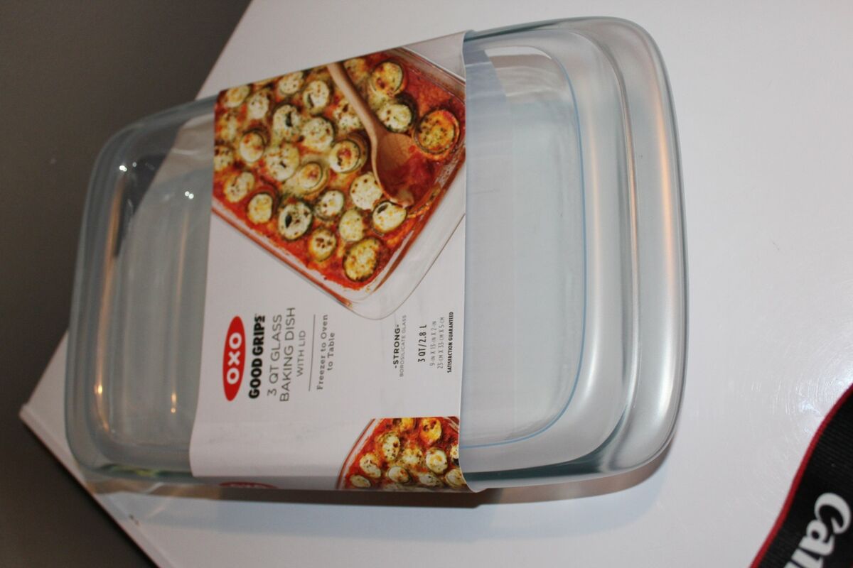 NEW Glass Baking Dish, Lid OXO Good Grips Freezer/Oven Safe 3 Qt 9x13
