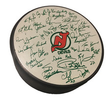 NJ Devils 1987-1988 Team Signature Puck SGA Trump Plaza Promo