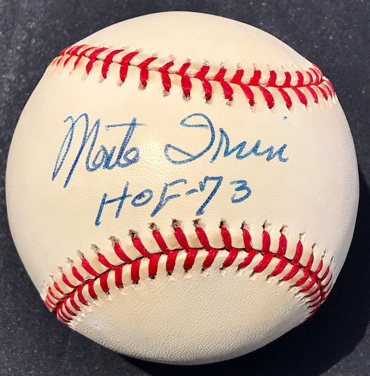 Monte Irvin Signed And Inscribed HOF 73 Rawlings AL Brown Baseball (JSA AA64288)