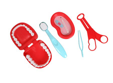 DENTIST KIT 5 PC PLAYSET NIP RED COLOR COSTUME PRETEND DENTAL TEETH FUN MEDICAL