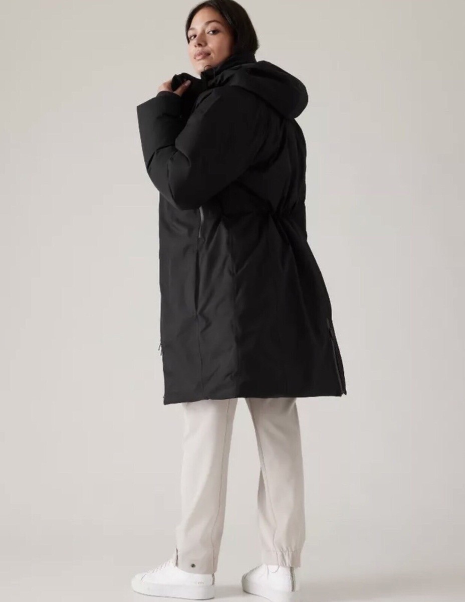 New! Athleta Rainout Outbound Parka Jacket Coat, Black SIZE XSmall