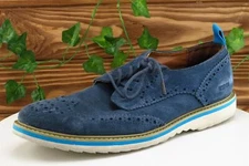 Kenneth Cole Reaction Shoes Sz 9.5 M Blue Wingtip Oxfords Leather Men