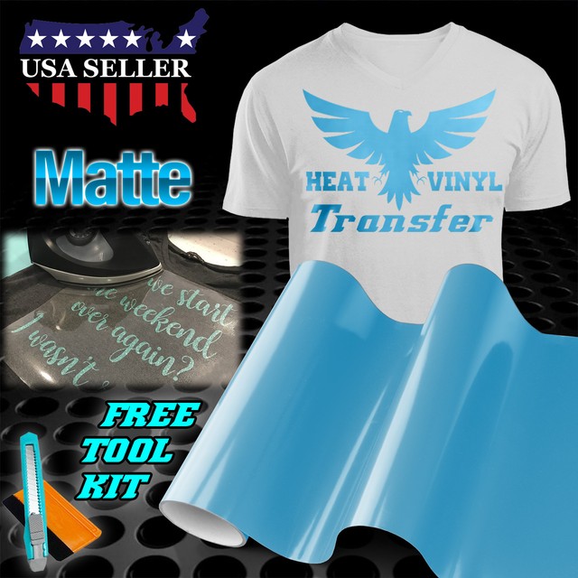 Matte Light Blue Heat Transfer Vinyl HTV T-Shirt 20