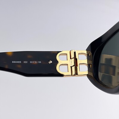 Balenciaga Men Sunglasses Havana Brown Gold Green Oval