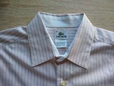 LACOSTE Long Sleeve Shirt Button-down Pocket Pink Green Stripped Sz.42