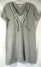 RUFFHEWN v   Women's SWEATER DRESS Size Med knee length short sleeve gray