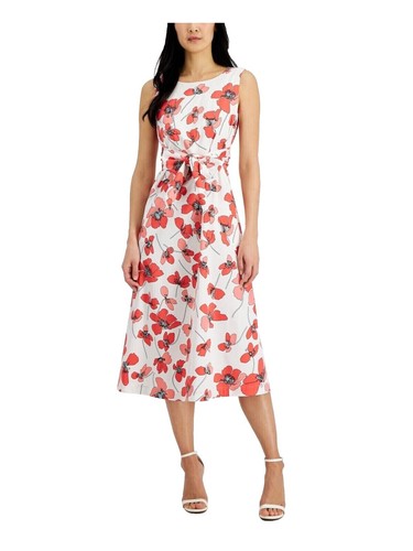 Anne Klein 14 Gingham Flare Midi dress Embroidered Chic Classic Preppy Wow  | eBay