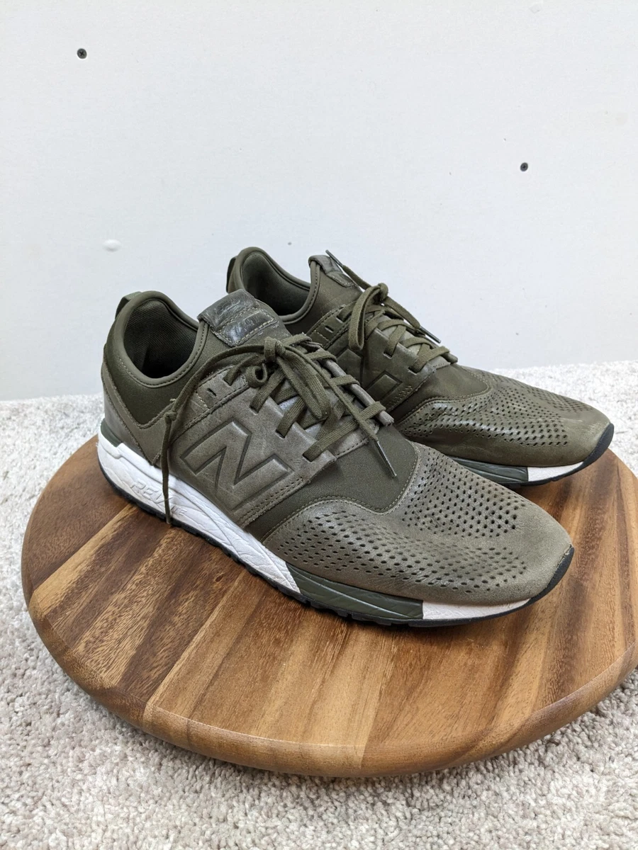 New Balance 247 Shoes Mens 11 Leather Running Casual MRL247NO Olive Green White |