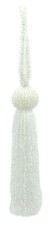 Beaded Key Tassel with Seed Bead Design, Color# 008 - Pure White [Set of 4]