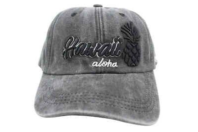 Hawaiian Denim Hat - Pineapple, Gray, Adjustable Baseball Cap, Unisex, Aloha - Image 1 of 4