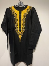 African clothing for men-Dashiki M-7X long sleeve black