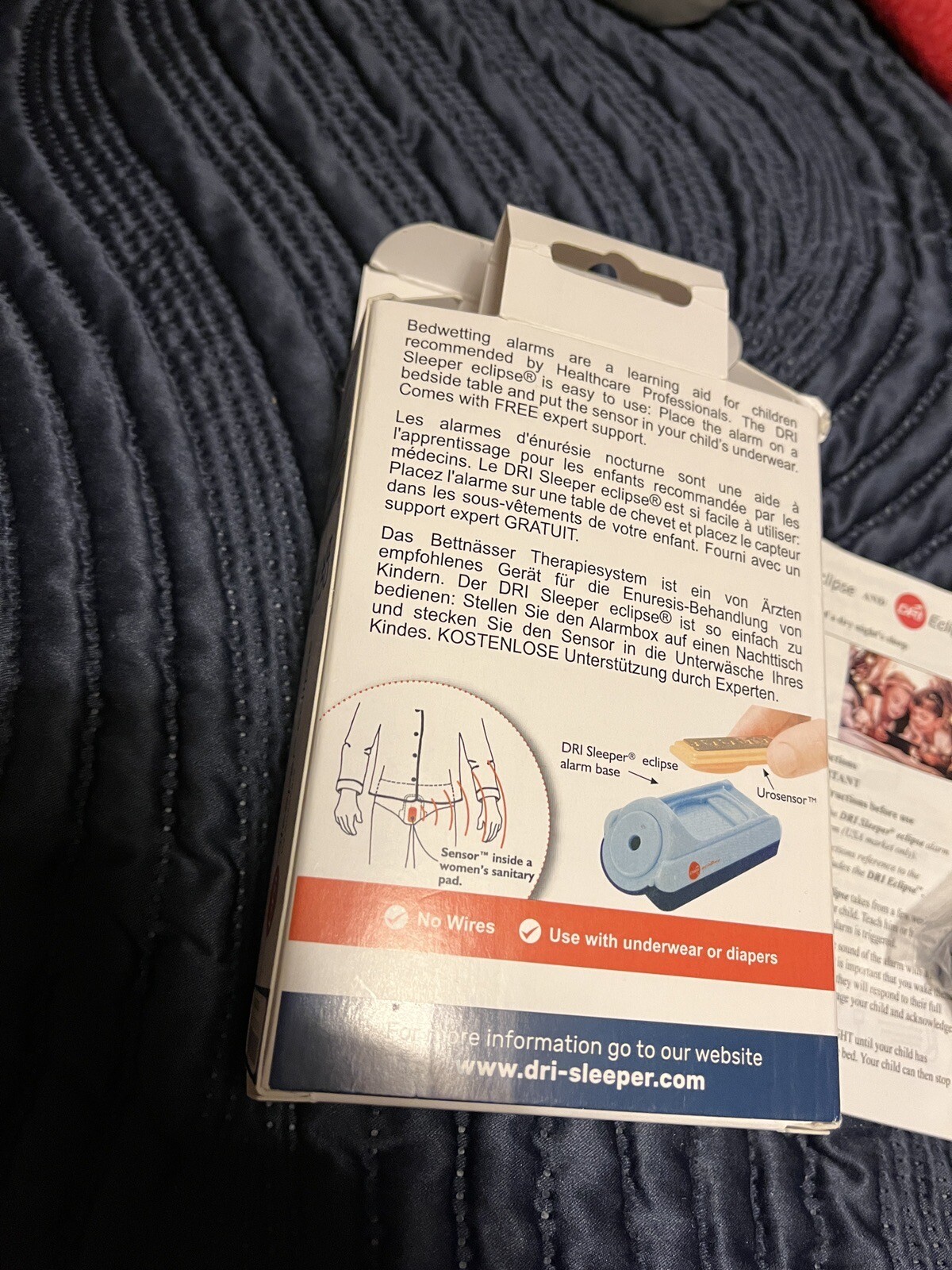 DRI Sleeper wireless bed wetting alarm stops bed wetting enuresis (USED