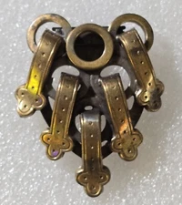 Antique Arts & Crafts era Bronze Brass Dimensional Fur Dress Clip