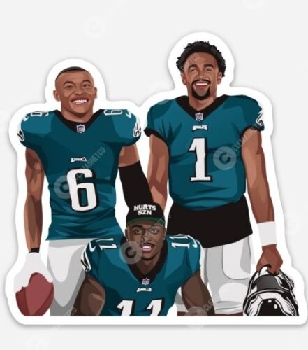 Jalen Hurts Devonta Smith AJ Brown STICKER - Philadelphia Eagles Philly - Afbeelding 1 van 1