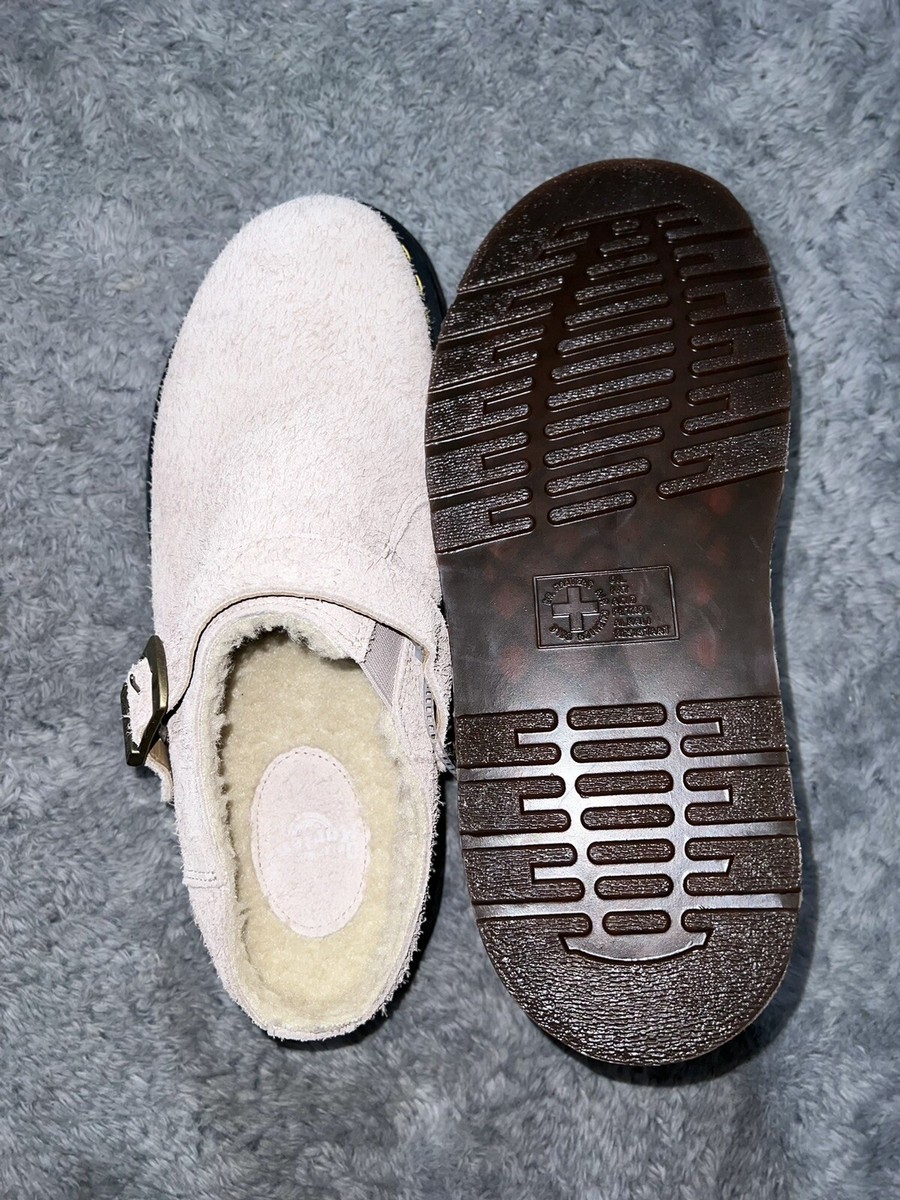 Dr Martens Isham Clogs Vintage Taupe Long Napped Suede Buckle Fur Lined Dr Martens Isham Clogs Vintage Taupe Long Napped Suede  main image 2