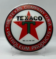 TEXACO USA PETRO 13.5" GLASS FACE for GAS PUMP GLOBE - DOUBLE STRENGTH GLASS!