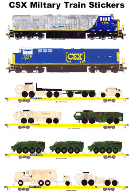 CSX Spirit of Armed Forces w/ Military Train 6 individual Stickers