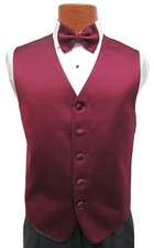 Men's Burgundy Wine Brandon Michael Fullback Tuxedo Vest  Tie Red Wedding Prom