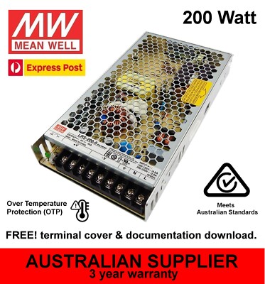 MeanWell LRS-200 Power Supply 200W, AC to 3.3V 4.2V 5V 12V 15V 24V 36V 48V DC