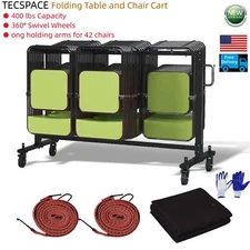 TECSPACE Folding Table and Chair Cart with cover, 400 LBS Capacity for 42 Chairs