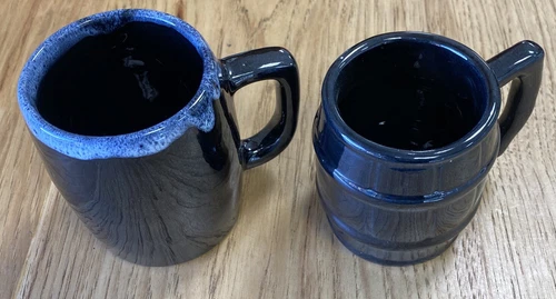 Two Vintage Van Briggle Pottery Coffee Mugs One Barrel Style Colo Springs