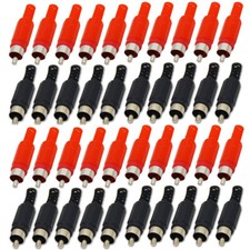 40PCS Black  Red Solder RCA Male Plug Audio Video Adapter Connector