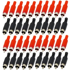 40PCS Black & Red Solder RCA Male Plug Audio Video Adapter Connector