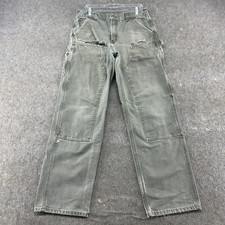 Carhartt Pants Men 34x34 Green Double Knee Loose Original Distressed B136 MOS