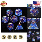 Unique Handmade Resin D&D Dice - 7 PCS Polyhedral Collection with Display Box