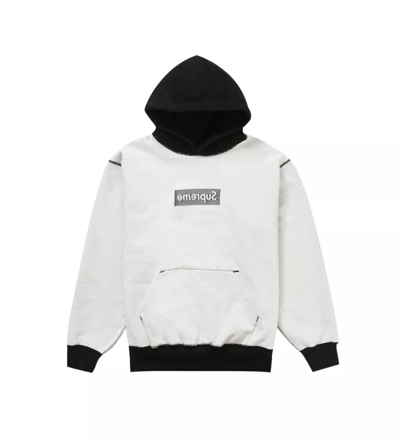 Sweat shirt à capuche logo boîte intérieure noire Supreme DS taille L flambant neuf à l'envers