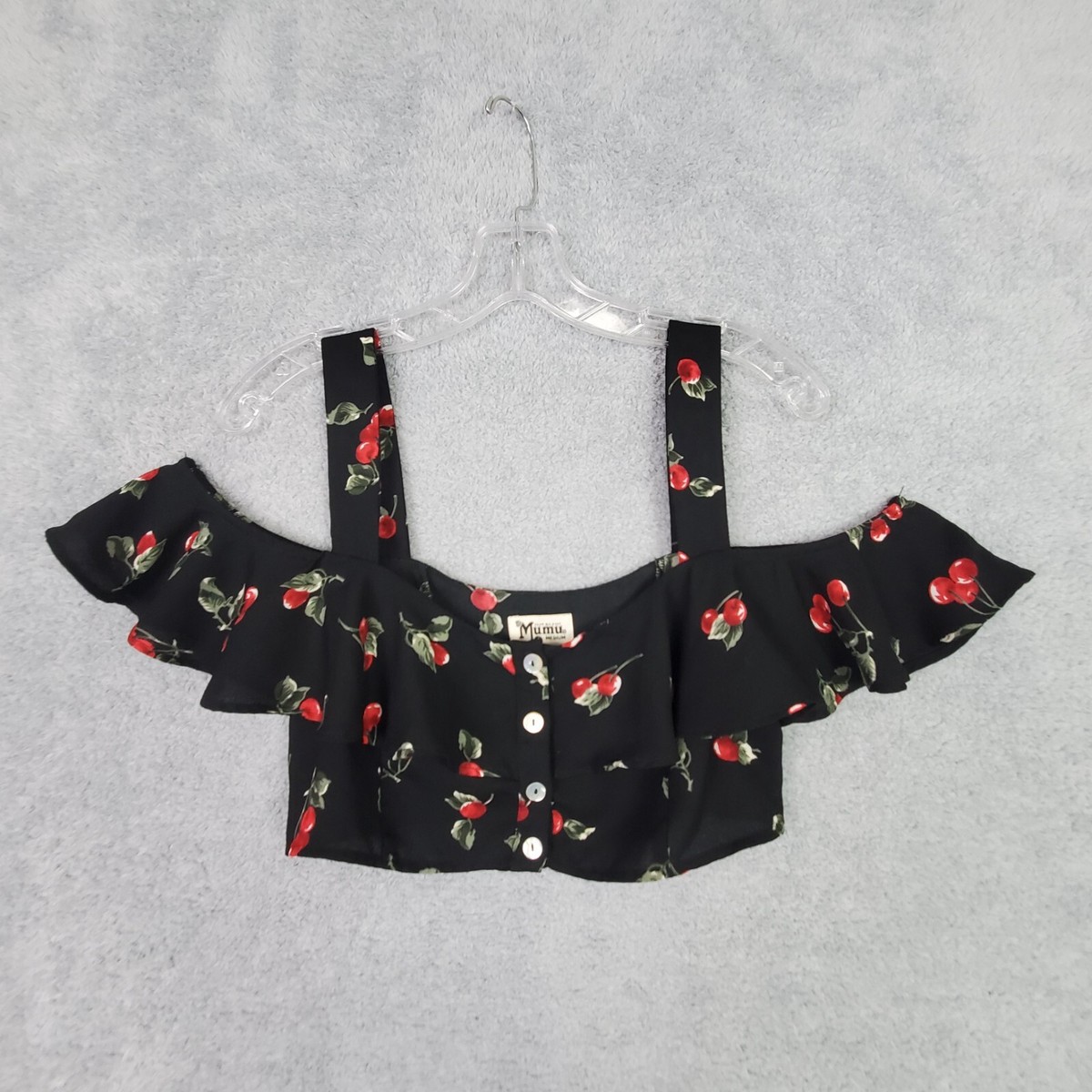 Show Me Your Mumu Womens Crop Top Sz M Black Off Shoulder