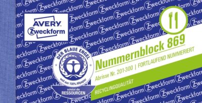 AVERY Zweckform 869-10-3 Nummernblock (105x53mm, 1.000 fortlaufend nummerierte A