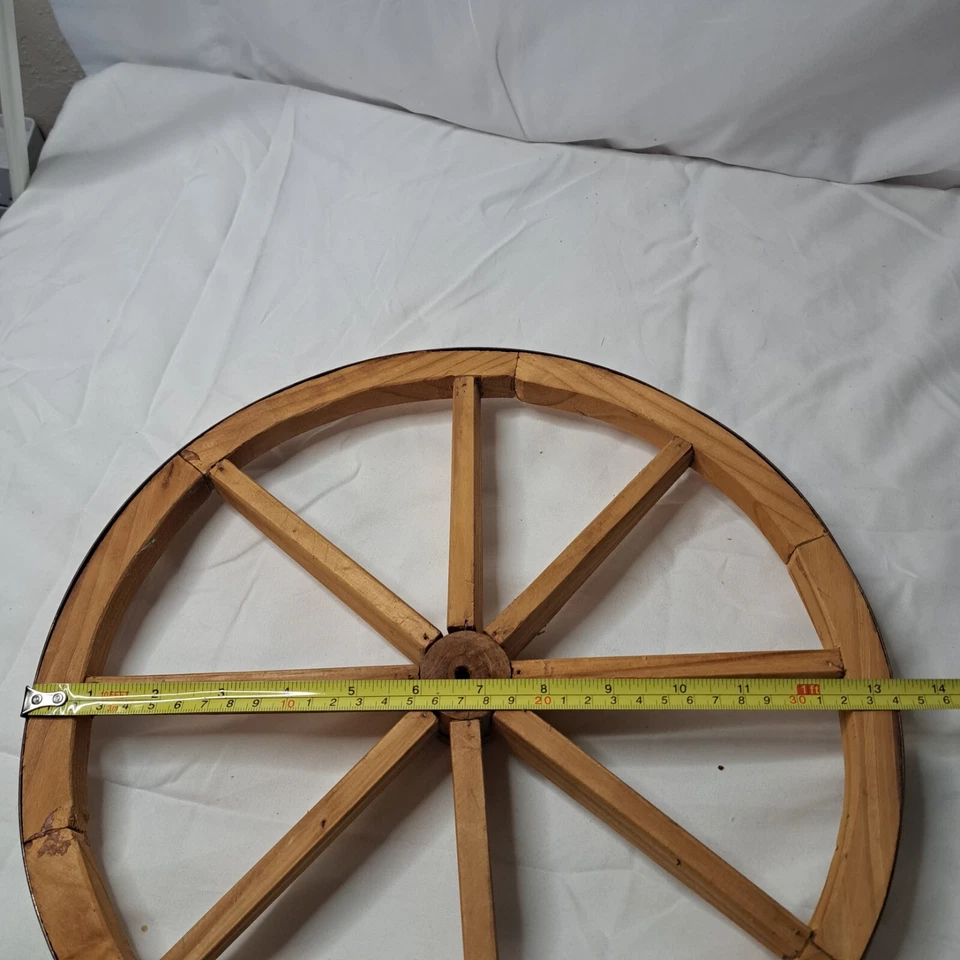 Vintage WOOD WAGON WHEEL 13.5" Western Patio Garden Yard Wall Decor Country Core - Image 2 of 4
