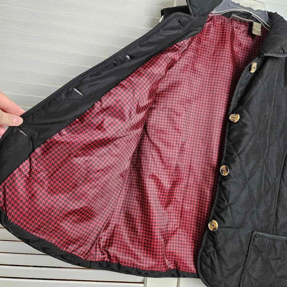 Jane Ashley Women's Black Quilted Vest Houndstooth Lining Size M - Image 4 of 4