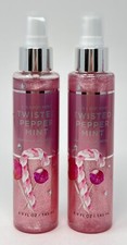 2 BATH BODY WORKS TWISTED PEPPERMINT DIAMOND SHIMMER MIST SPRAY 4.9 OZ GLITTER