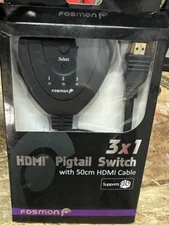 Fosmon 3 X 1 HDMI Pigtail Switch With 50cm HDMI Cable 1080P HDTV NEW