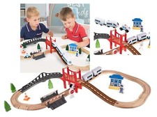 Pista Treno in Legno e Trenino magnetico per Bambini e Set Ferrovia in Legno