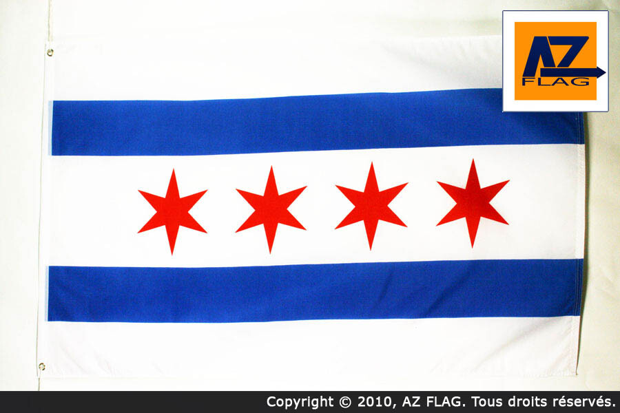 DRAPEAU CHICAGO 150x90cm - DRAPEAU ETAT AMÍ?RICAIN - USA - ETATS-UNIS 90 x 150 c