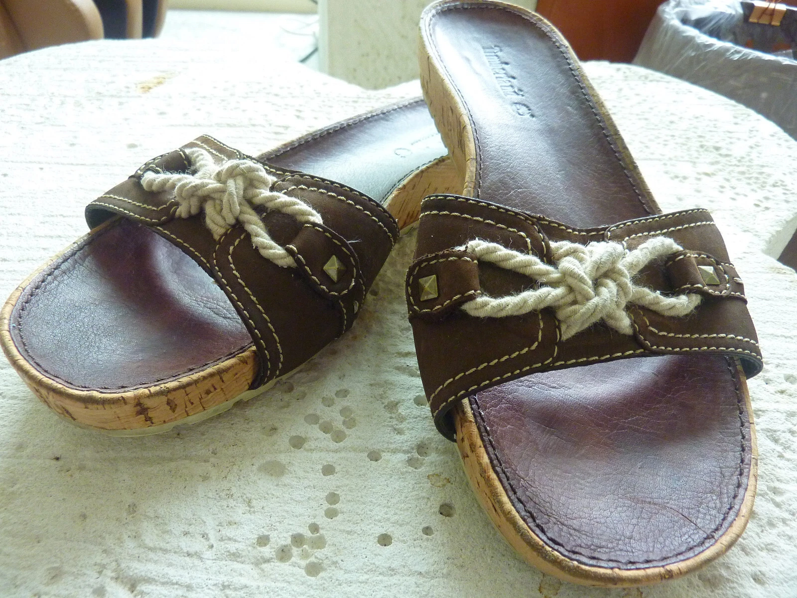 Sandali Timberland in sughero da donna taglia 7 M con zeppa design corda