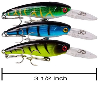 ( You get 3 ) - Japan lures- crankbait Hard Bait Minnows- 3D Eyes -Wobbler-8g