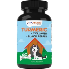 Vitamatic Turmeric for Dogs Anti Inflammatory Pain Relief - 120 Chewable Tablets
