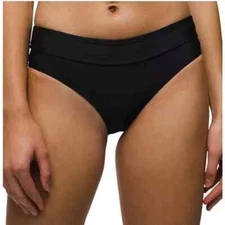 Prana NEW Ramba Sz Small Bikini Swim Bottoms Banded Full Back Coverage Black
