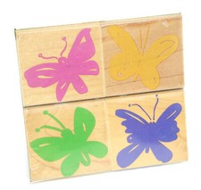 NEW Hero Arts BRIGHT BUTTERFLIES Wood Mount Rubber Stamp Set Box of 4