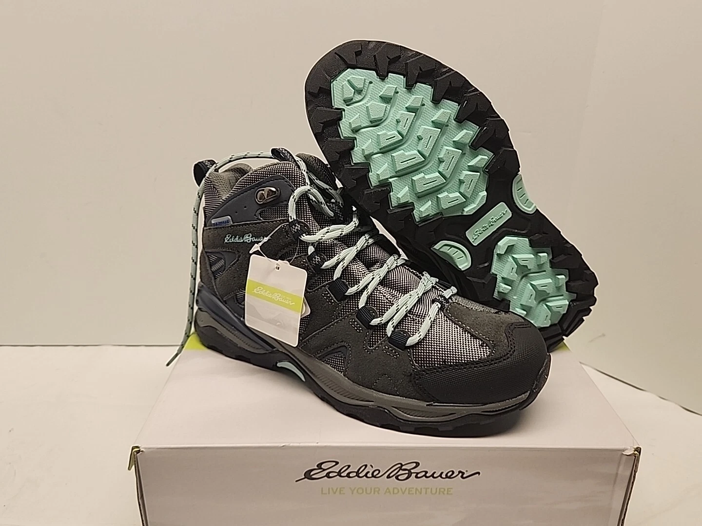Hiking Boots Eddie Bauer Waterproof Leather Lake Union Color Castlerock Sz 7.5M