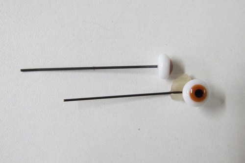 Yeux Pour Poupée Ancienne – 18mm, Marron Clair, Soufflés à La Bouche, Neufs