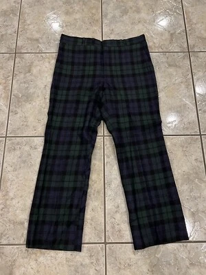 VTG Mens 35X29 Scottish Tartans by Corbin 100% Wool Plaid Navy Green Black Pants - Photo 1/4